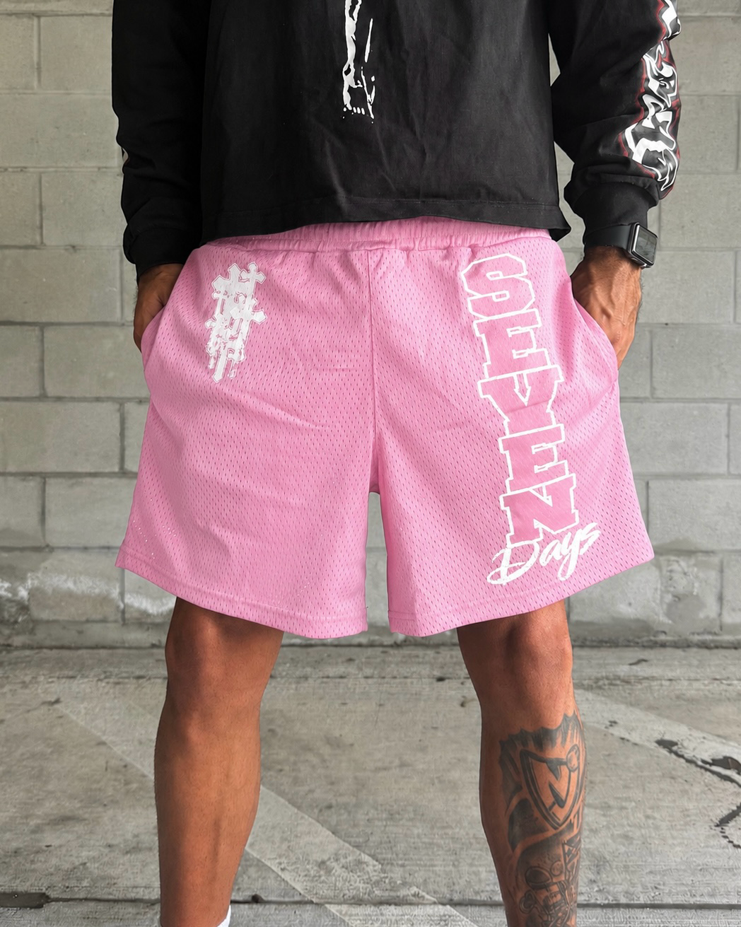 "Blush Pink" Jesus Reign Mesh Shorts