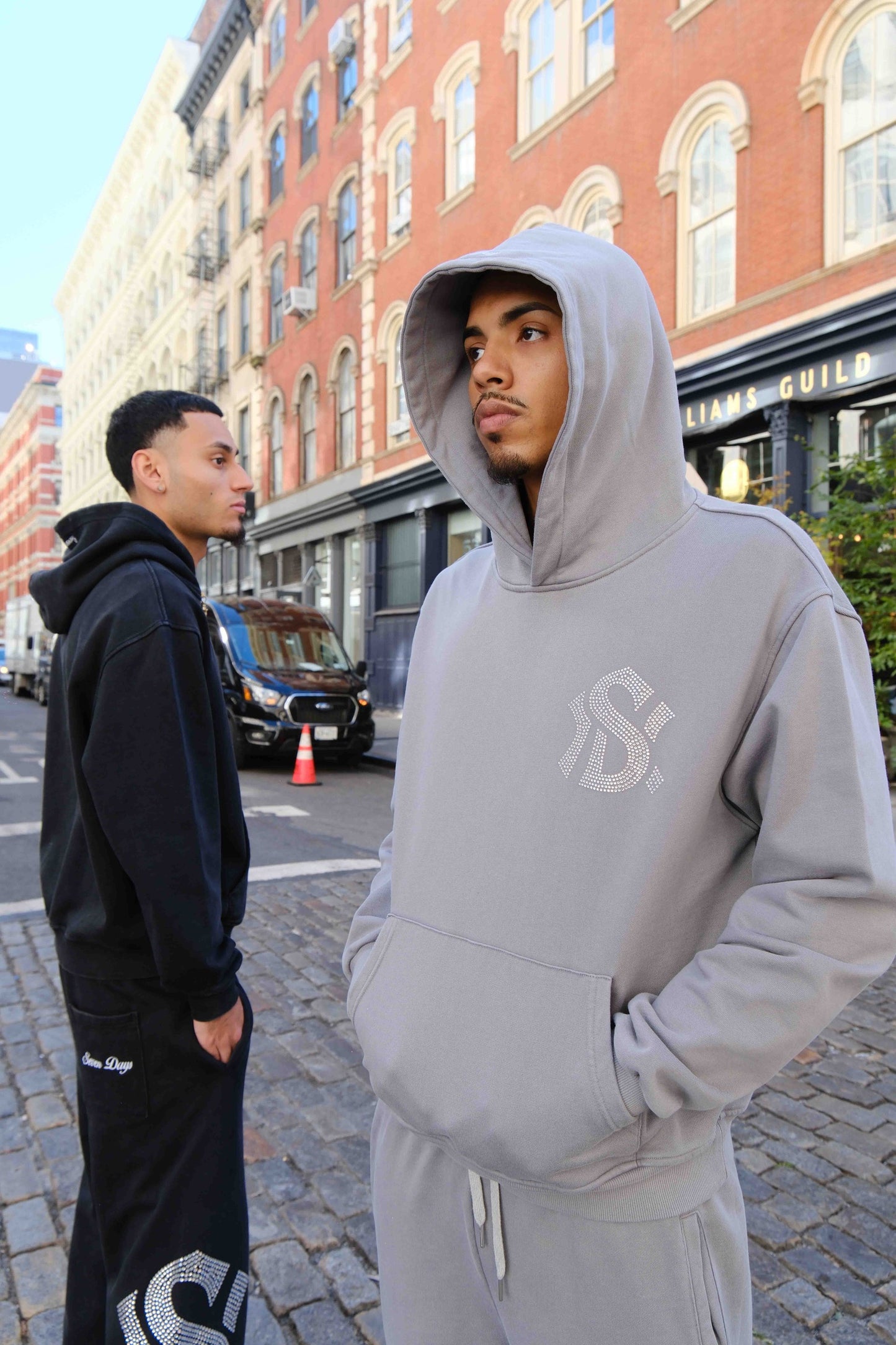 Seven York Rhinestone Hoodie “Grey”