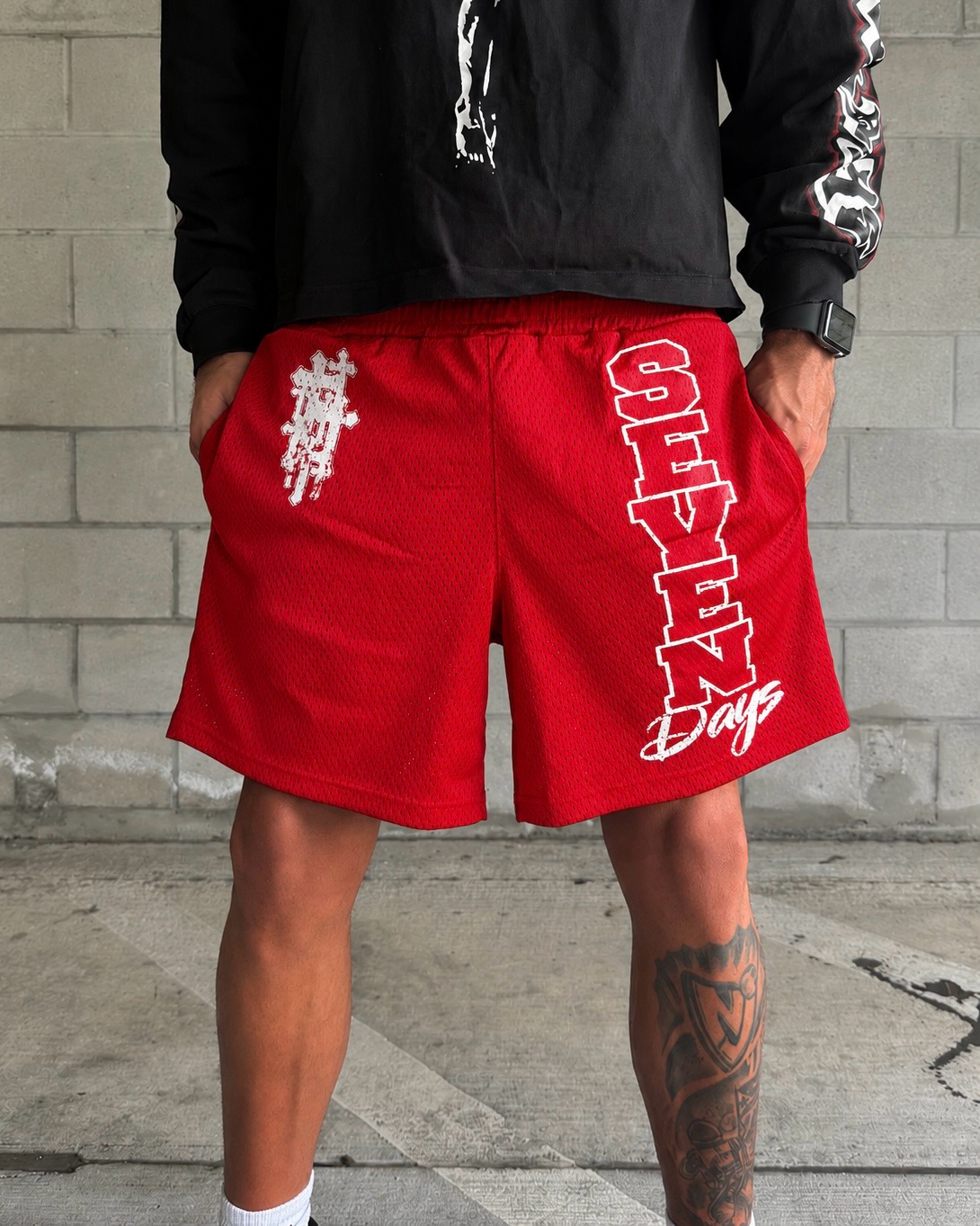 "Crimson Red" Jesus Reign Mesh Shorts