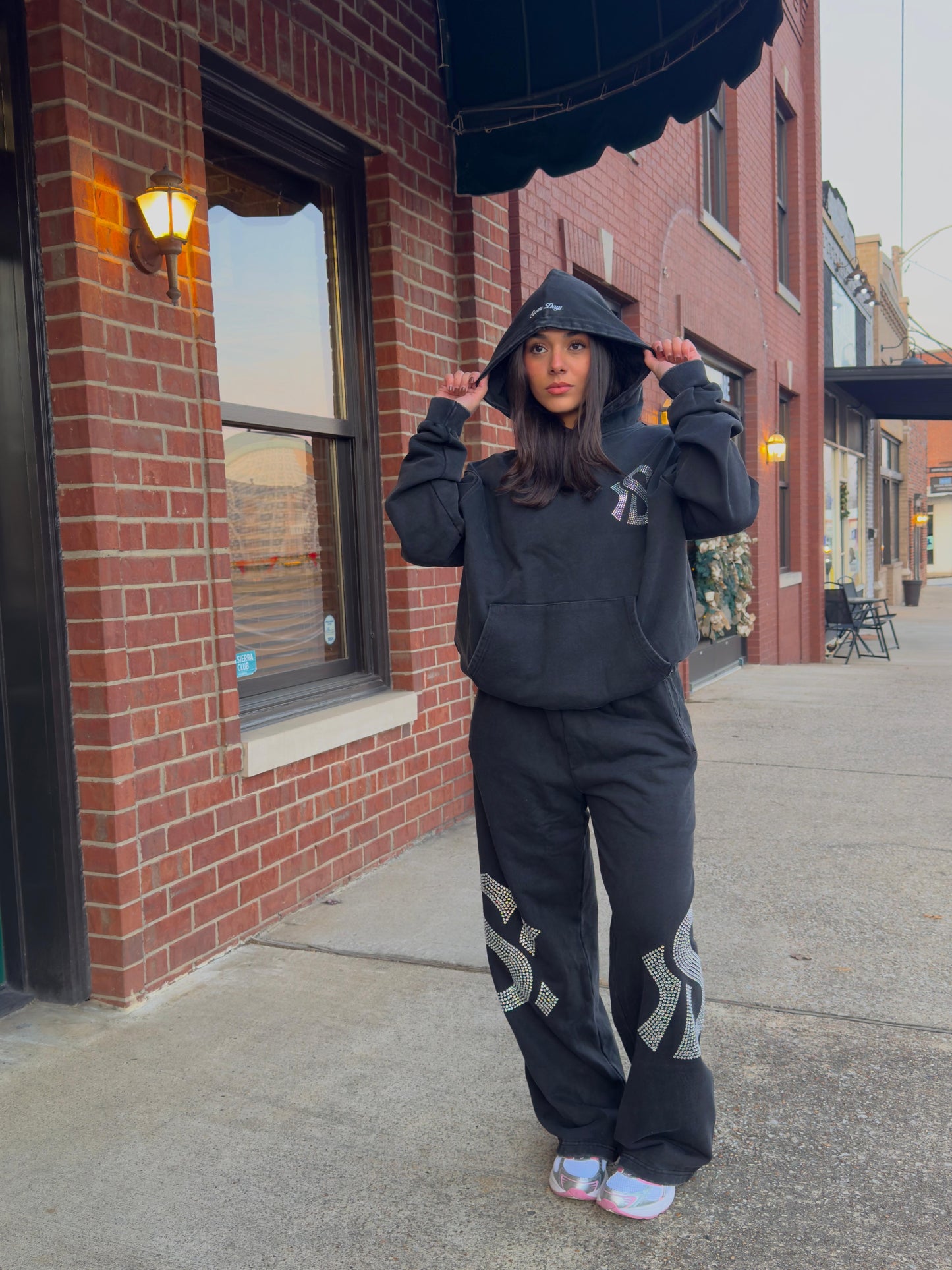 Seven York Rhinestone Hoodie “Black”