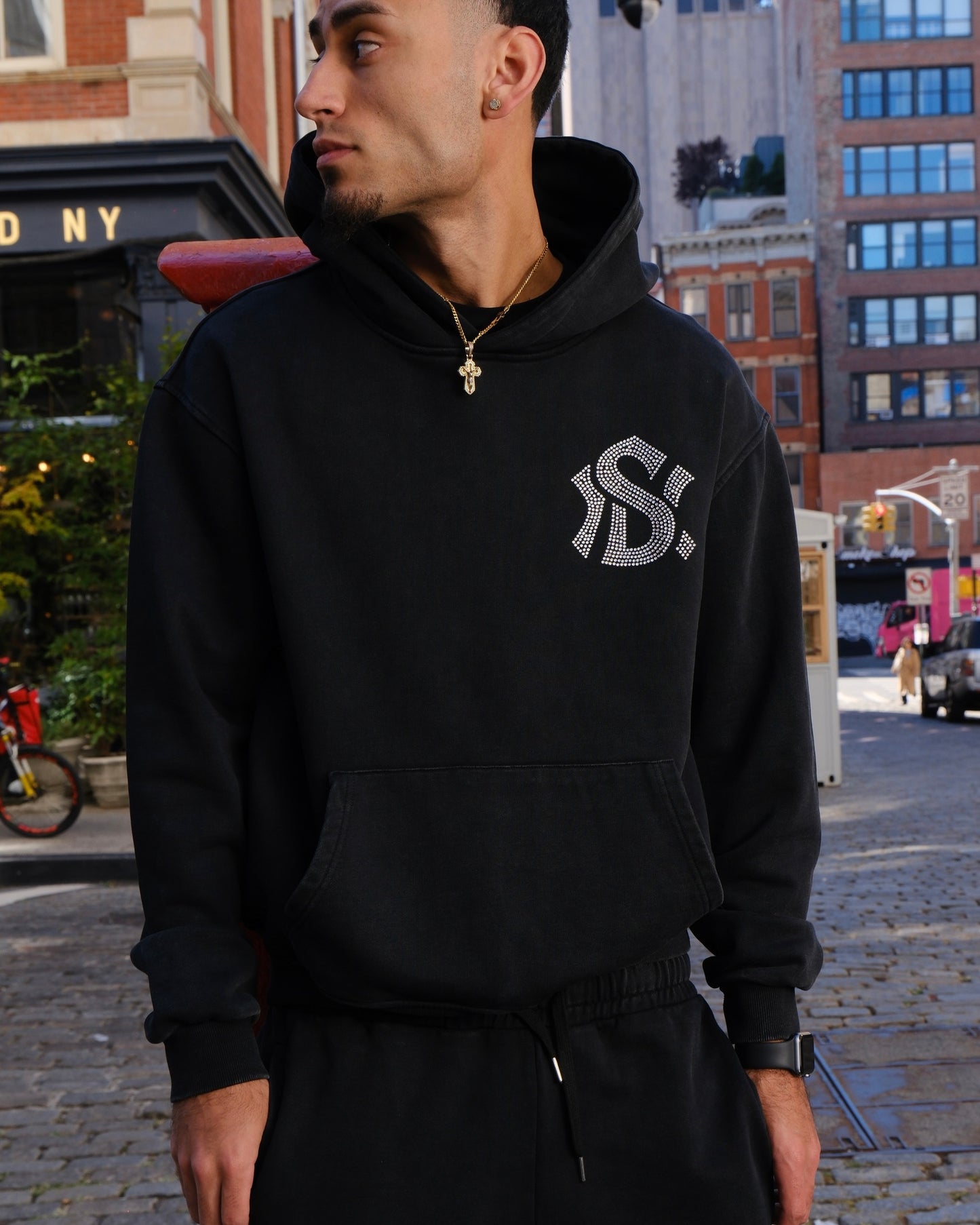 Seven York Rhinestone Hoodie “Black”