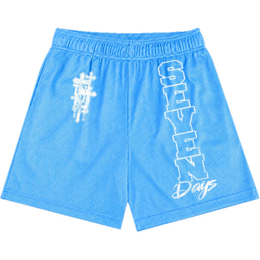 "Carolina Blue" Jesus Reign Mesh Shorts