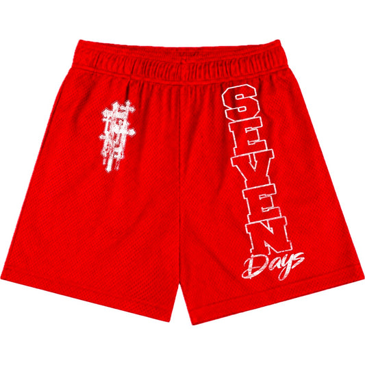 "Crimson Red" Jesus Reign Mesh Shorts